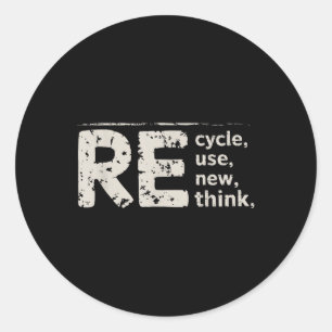 Sticker Rond Cadeaux de l'environnement Black Re Cycle Utiliser
