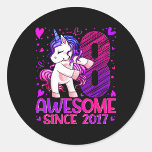 Sticker Rond Cadeaux de licorne pour filles de 8 ans pour anniv