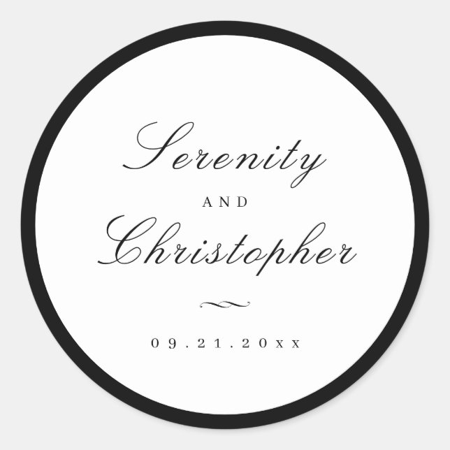 Sticker Rond Cadeaux de mariage à calligraphie simple (Devant)