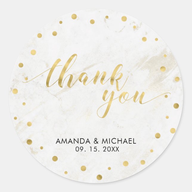 Sticker Rond Cadeaux de mariage chic typographie moderne Merci  (Devant)