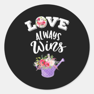 Sticker Rond Cadeaux de mariage   L'amour gagne toujours