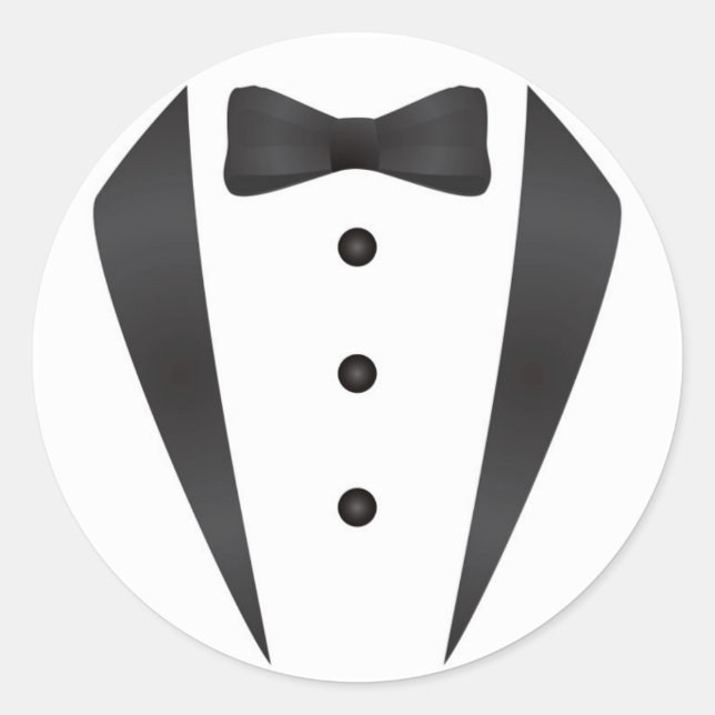 Sticker Rond Cadeaux de mariage Tuxedo et accessoires pour mari (Devant)