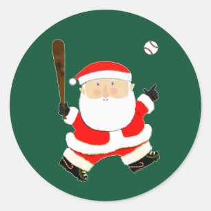 Sticker Rond Cadeaux de Noël de baseball