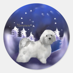 Sticker Rond Cadeaux de Noël de Havanese