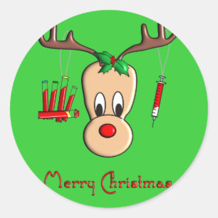 Sticker Rond Cadeaux de Noël de renne de Phlebotomist