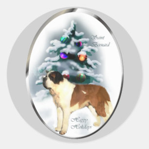 Sticker Rond Cadeaux de Noël de St Bernard