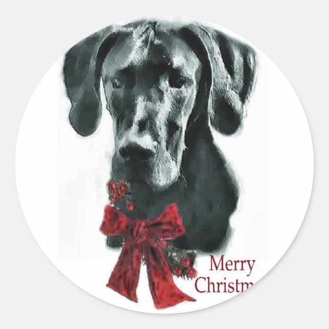 Sticker Rond Cadeaux de Noël Noir Grande Danse (Devant)