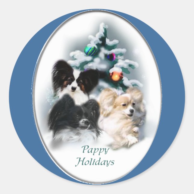Sticker Rond Cadeaux de Noël Papillon (Devant)