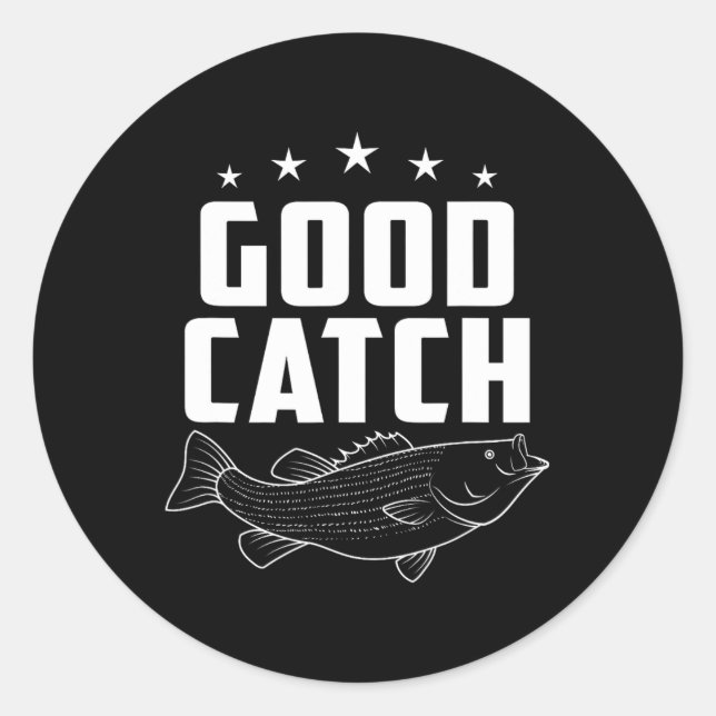 Sticker Rond Cadeaux de pêche drôles Bonne prise  (Devant)