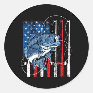 Sticker Rond Cadeaux de pêcheur Byss Drapeau Américain Vintage