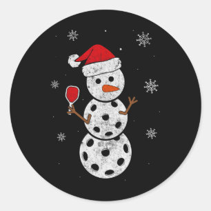 Sticker Rond Cadeaux De Snowman De Santa Hat Pour Pickleball Fu