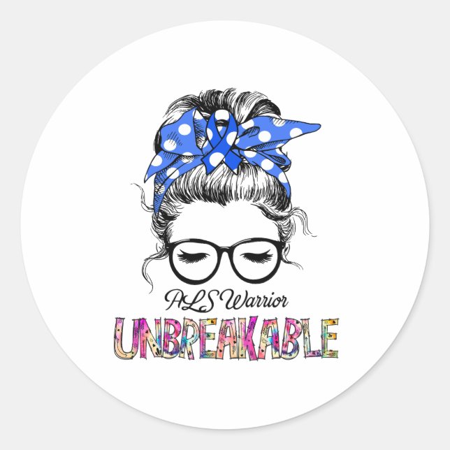 Sticker Rond Cadeaux de soutien au ruban de sensibilisation ALS (Devant)