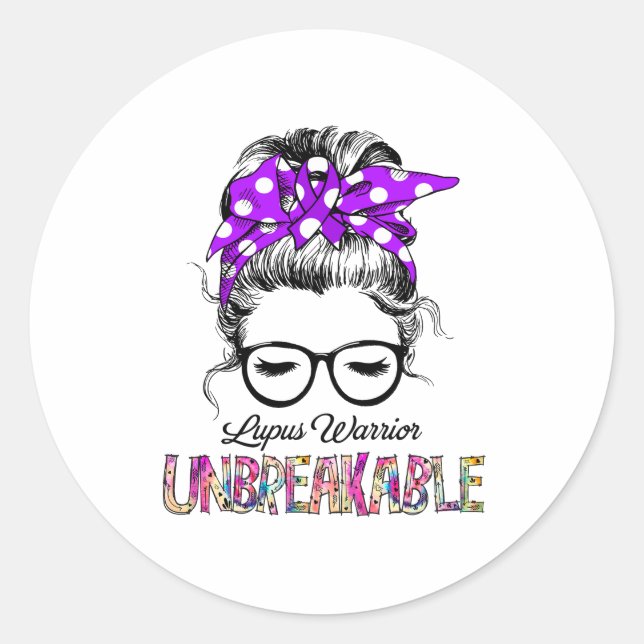 Sticker Rond Cadeaux de soutien au ruban de sensibilisation Lup (Devant)