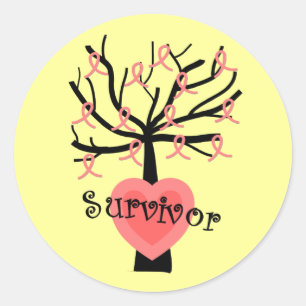 Sticker Rond Cadeaux de survivant du cancer du sein - Design d'