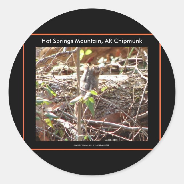 Sticker Rond Cadeaux de Tamia de la Montagne de Hot Springs, Ar (Devant)
