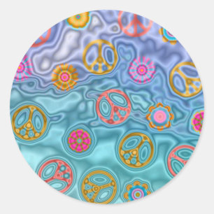 Sticker Rond Cadeaux de vêtements Vagues Océaniques Paisibles R