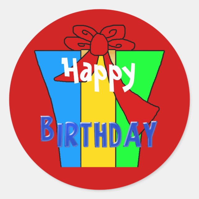 Sticker Rond Cadeaux de vœux d'anniversaire (Devant)