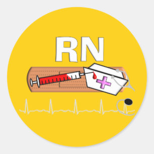 Sticker Rond Cadeaux d'infirmière inscrits "RN"