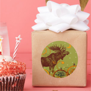 Sticker Rond Cadeaux d'orignaux vintages