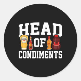 Sticker Rond Cadeaux drôles de barbecue à condiments Chef Barbe