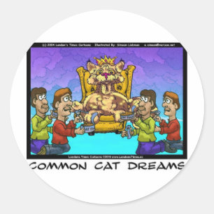 Sticker Rond Cadeaux drôles de rêves de chats communs T-shirts