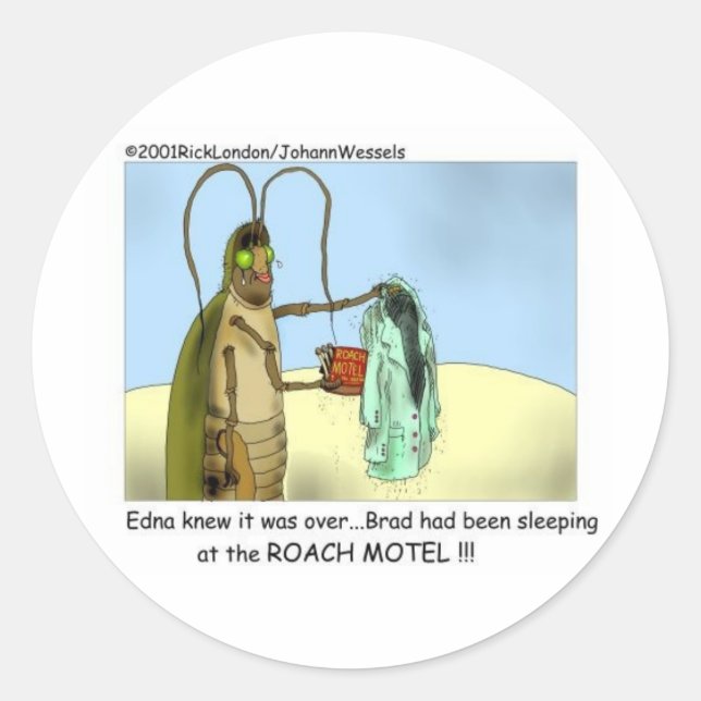 Sticker Rond Cadeaux drôles d'infidélité de cafard, T-shirts et (Devant)