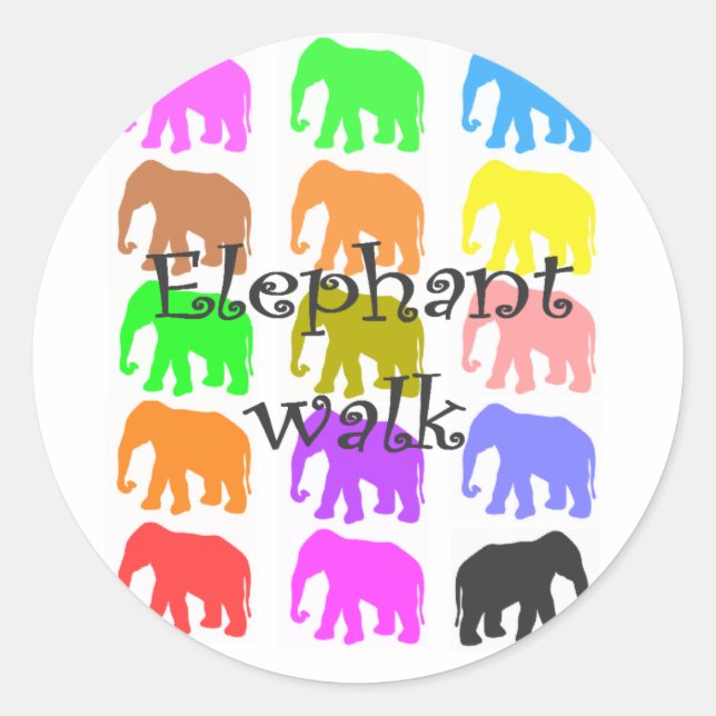 Sticker Rond Cadeaux Eléphant PopArt (Devant)
