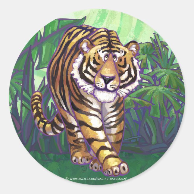 Sticker Rond Cadeaux et accessoires de tigre (Devant)