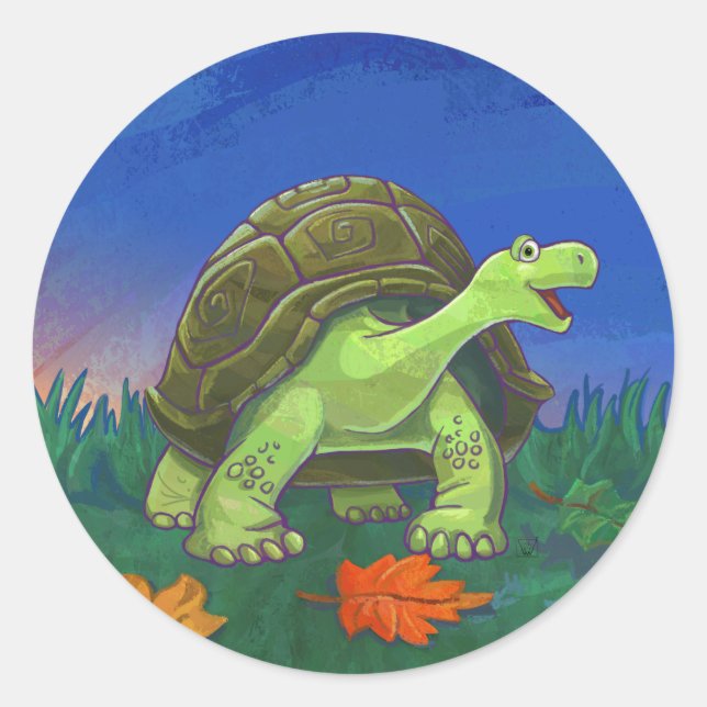 Sticker Rond Cadeaux et accessoires de tortue (Devant)