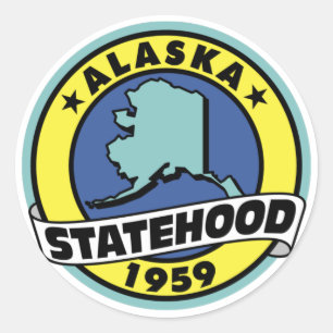 Sticker Rond Cadeaux et Tee - shirts de l'État de l'Alaska