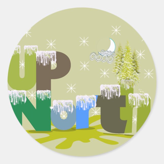 Sticker Rond Cadeaux et Vêtements UpNorth (Devant)