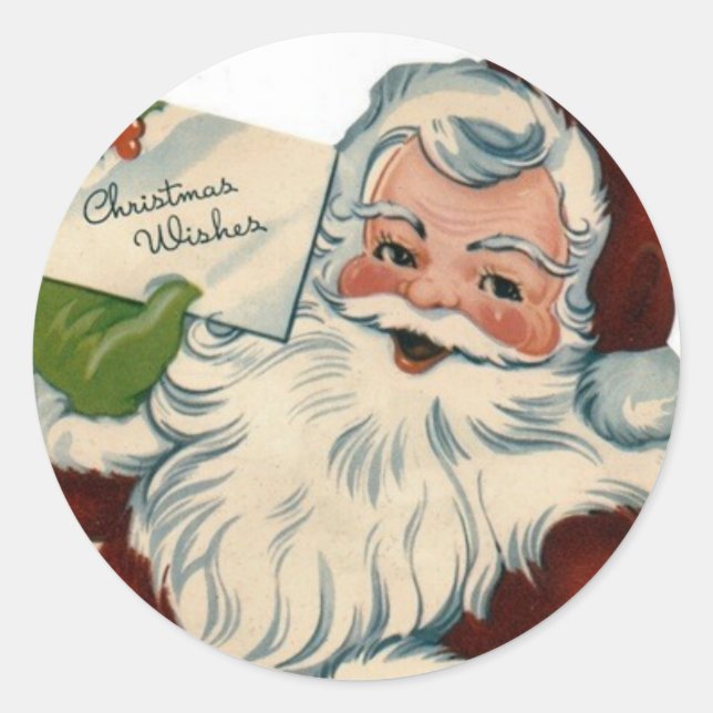 Sticker Rond Cadeaux faciaux vintages du Père Noël (Devant)