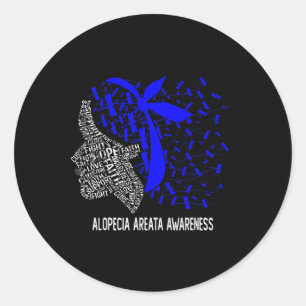 Sticker Rond Cadeaux Femmes Nous Portons Bleu Pour Alopecia Are