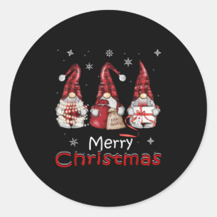 Sticker Rond Cadeaux Gnome Amusant Famille Chemises de Noël Fem