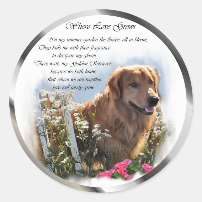 Sticker Rond Cadeaux Golden Retriever (Devant)