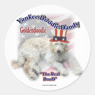 Sticker Rond Cadeaux Goldendoodle