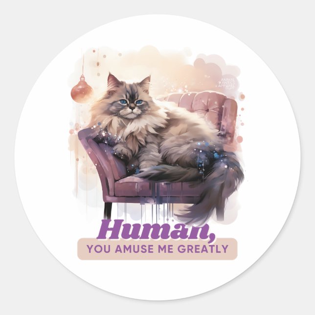 Sticker Rond Cadeaux Hilarious Kitten pour les mamans de chat (Devant)