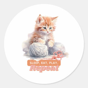 Sticker Rond Cadeaux humoristiques de chaton pour papas de chat