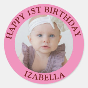 Sticker Rond Cadeaux mignons Joyeux 1er anniversaire