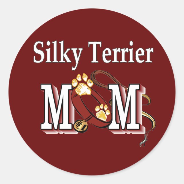 Sticker Rond Cadeaux MOM Silky Terrier (Devant)