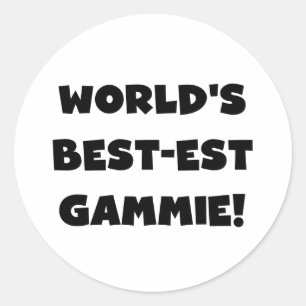 Sticker Rond Cadeaux noirs et blancs du Meilleur-est Gammie du