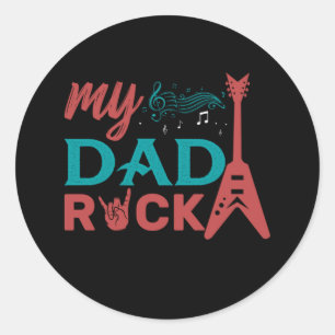 Sticker Rond Cadeaux papa Mon Papa Rock