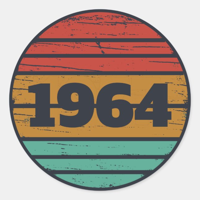 Sticker Rond Cadeaux personnalisés soixante vintages 60e annive (Devant)