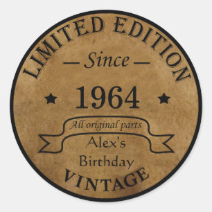 Sticker Rond Cadeaux personnalisés soixante vintages 60e annive