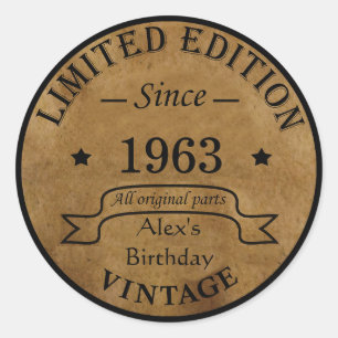Sticker Rond Cadeaux personnalisés vintages de 60e anniversaire