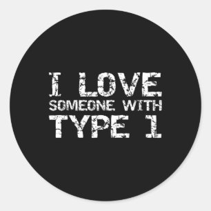 Sticker Rond Cadeaux pour famille de diabétique de type 1 J'aim