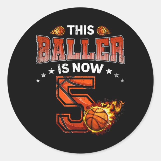 Sticker Rond Cadeaux pour garçons de 5 ans joueurs de baseball  (Devant)