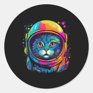 Sticker Rond Cadeaux spatiaux Chat Maman Chat Papa Homme Femmes