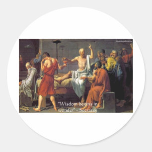 Sticker Rond Cadeaux T-shirts et Cartes de Socrate "Sagesse/Mer