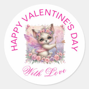 Sticker Rond Cadeaux Valentin - Chiot adorable à la sauce 2